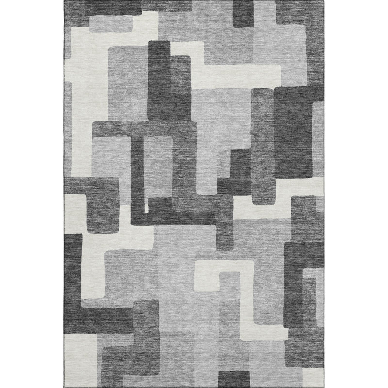 Premium Machine Washable Tweedy Gray Rug, Rectangle 2'6" x 3'10"
