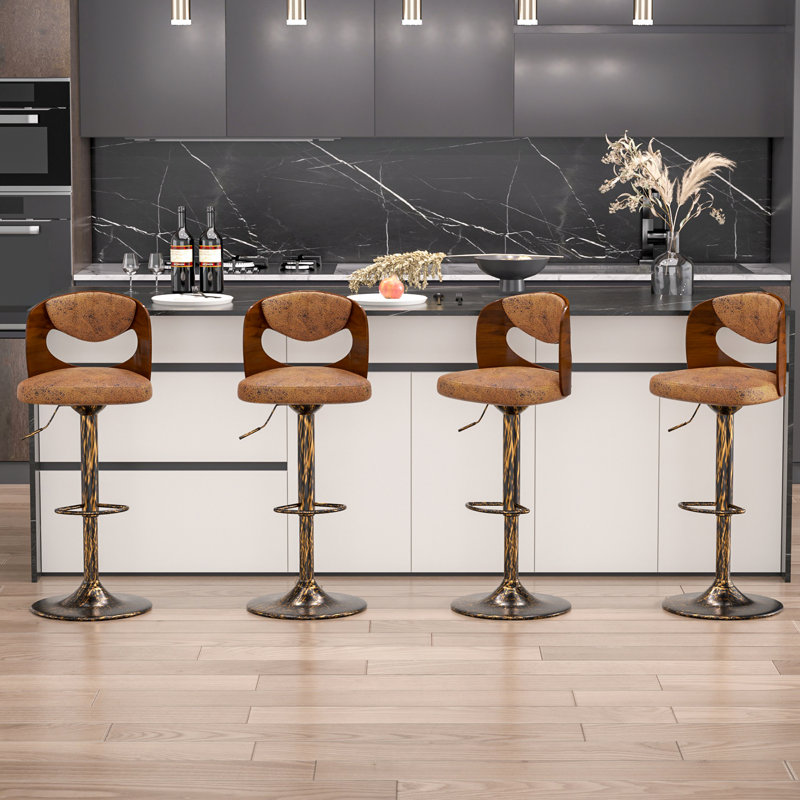 Adjustable Height Bar Stool (Set Of 4), Brown