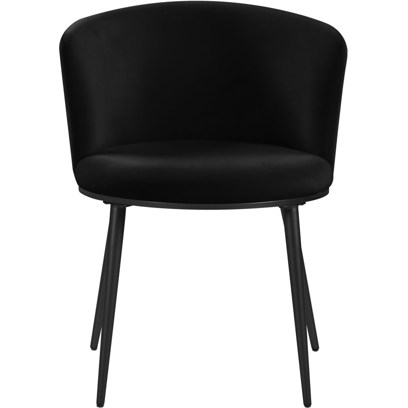 Chaise en velours Skylar, Velours noir, Noir mat