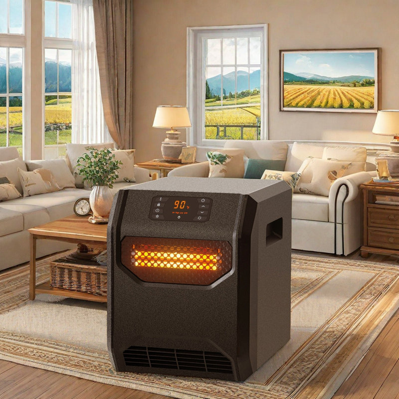 Space Heater With Uvc Air Purification, 1500W/1000W/Eco Mode, Thermostat & Temperature Control, 12-Hour Timer, Led Display, Tip-Over & Overheat Protection, Child Safety Lock, Remote Control, Compact Design