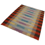 Tapis gris en laine 8 pi 3 po x 9 pi 9 po one-of-a-kind fait main kilim Gurganus