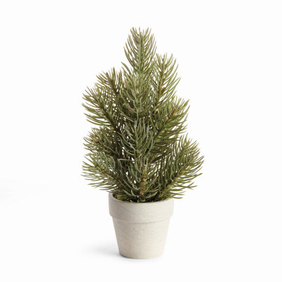 Faux pin réaliste dans un pot en béton 9 po