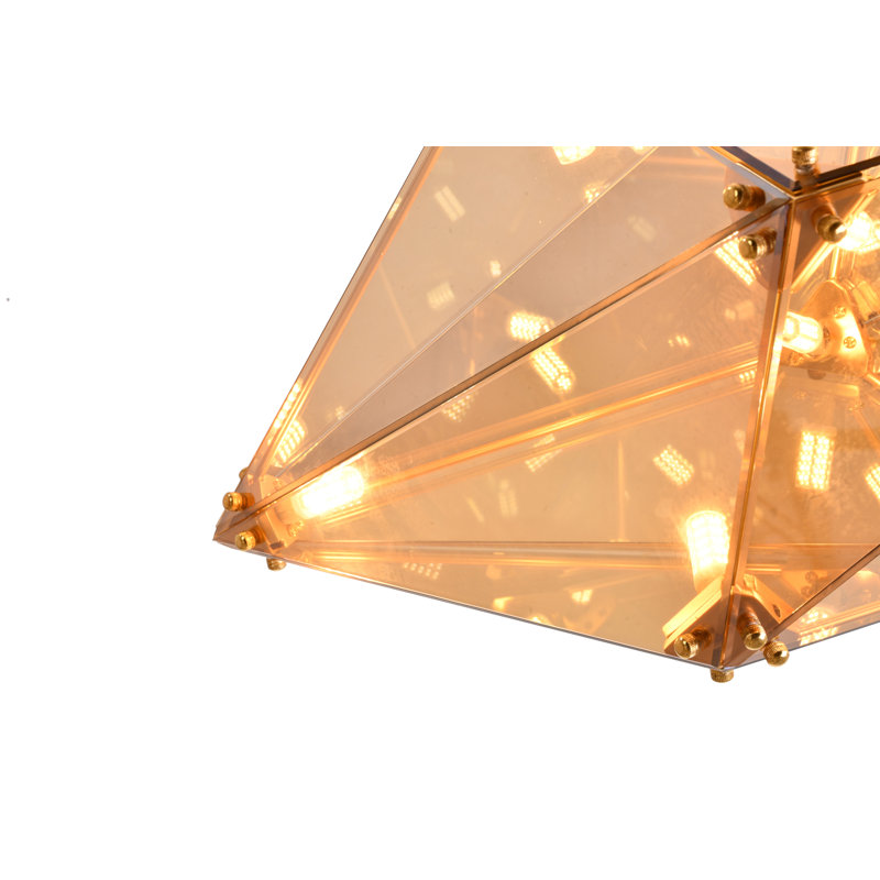 Lustre géométrique moderne 9 lumières, H 14,96 po x l 29,92 po x P 14,96 po, Or