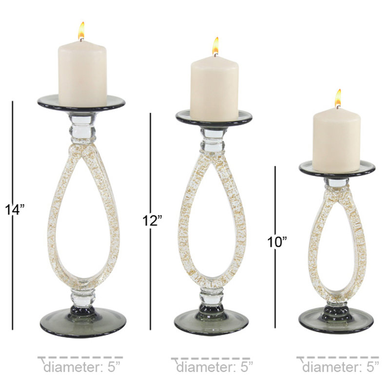 14 " Glass Candlestick Set of 3