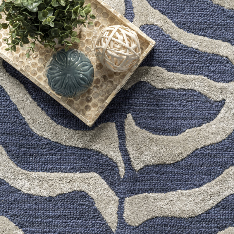 Tapis bleu touffeté à la main Avnee, Rectangle 5 pi x 8 pi