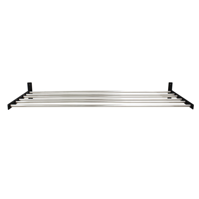 Silver Wall-Mounted Horizontal Wine Display Rack, 9 Bottle Capacity