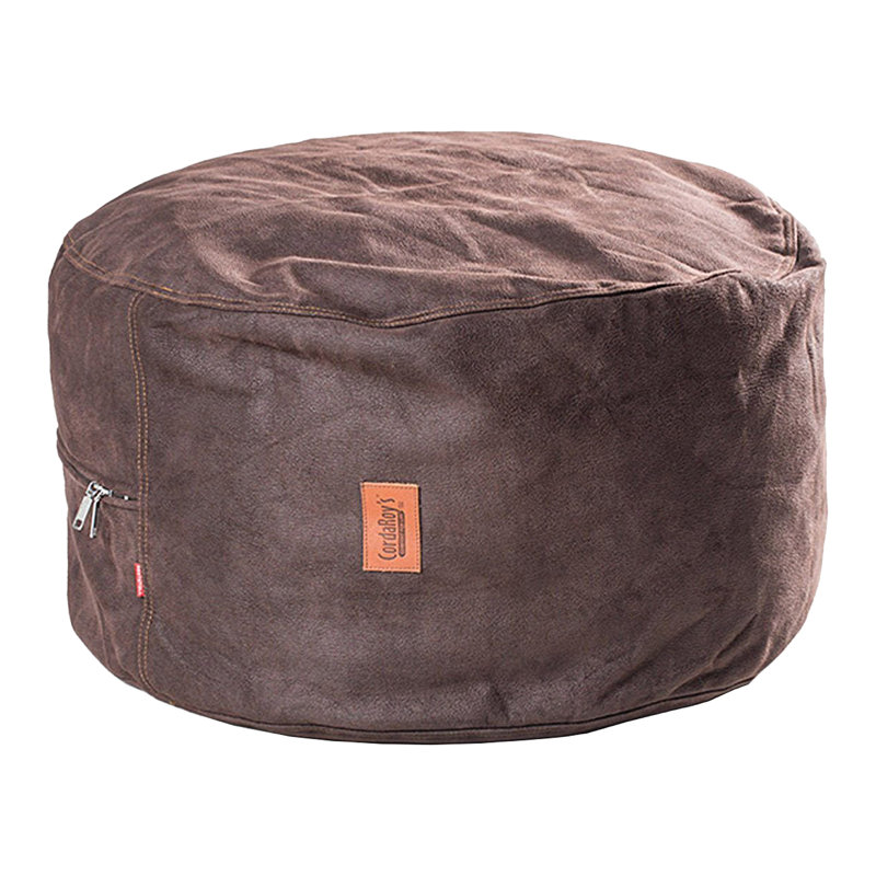 Faux Leather Pouf, Coffee Faux Leather