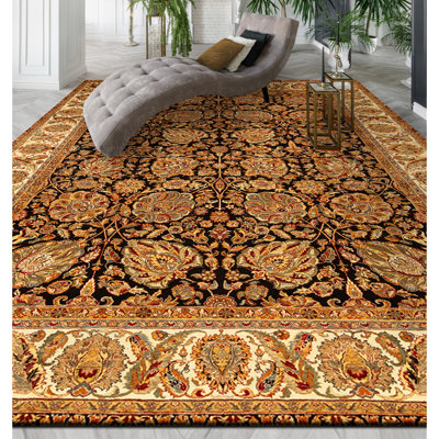Tapis rectangulaire en laine noué à la main