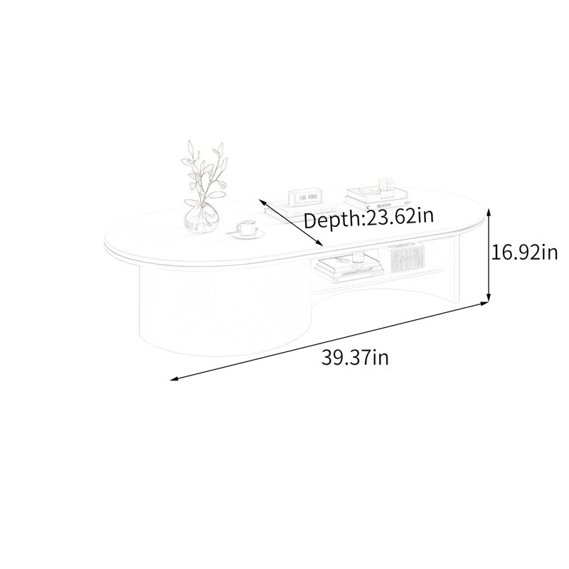 Table basse Modern Rock, H 16,92 po x L 39,37 po x l 23,62 po, Noir