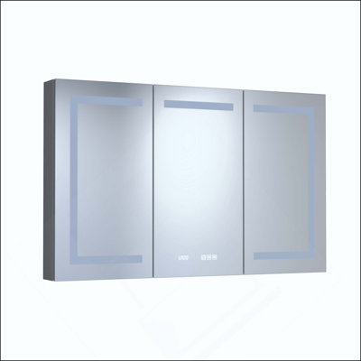Rectangular Aluminum Recessed/Surface Mount Medicine Cabinet With Mirror LED And Clock