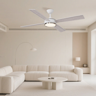 Mexa 54" Indoor Modern Ceiling Fan with Brushed Nickel accent Integrated LED Light and Remote Control