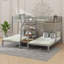 Lit superposé triple en métal durable avec tablettes de rangement et escalier intégré-538452808