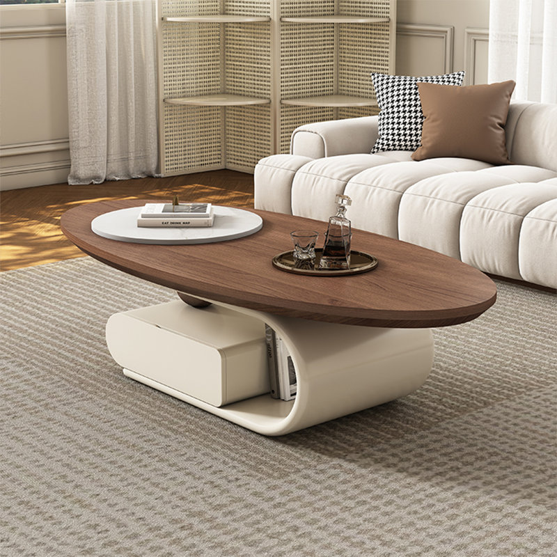Modern simple oval coffee table, 15.7" H x 47.2" L x 27.6" W