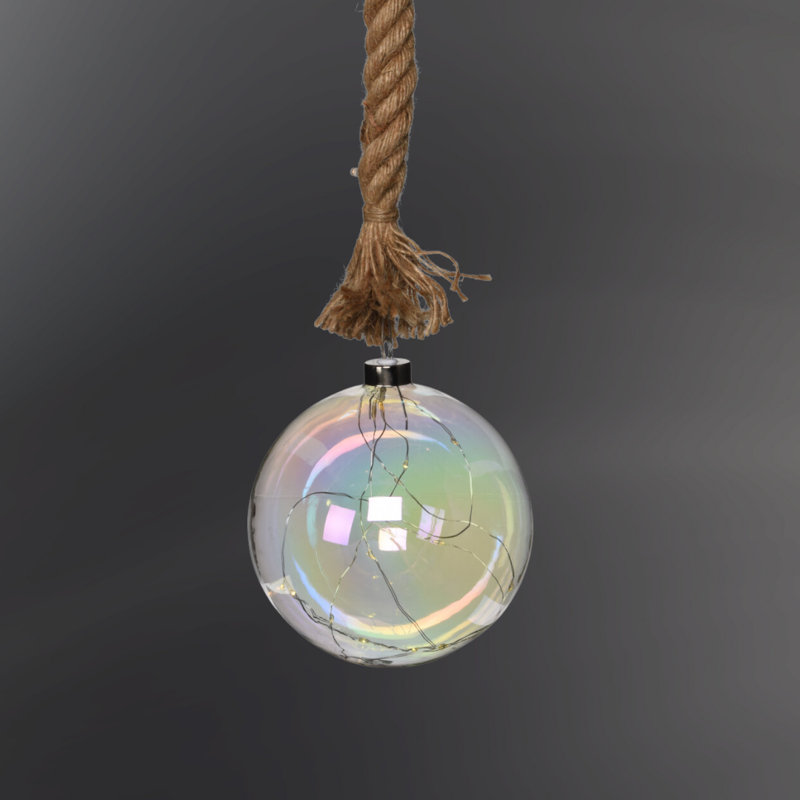 Solid Colour Glass Lighted Ball Ornament, 15cm H x 15cm W x 15cm D