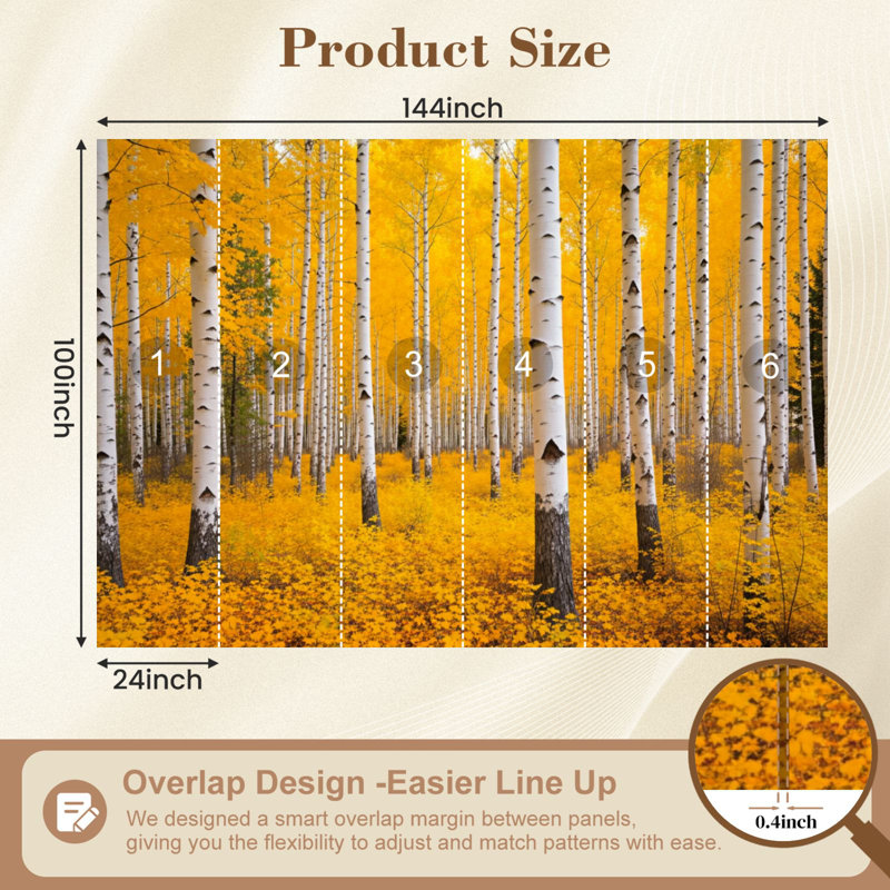 Papier peint 3D Automne forêt de peuplier faux-trembles Rocky Mountains, L 144 po x l 100 po