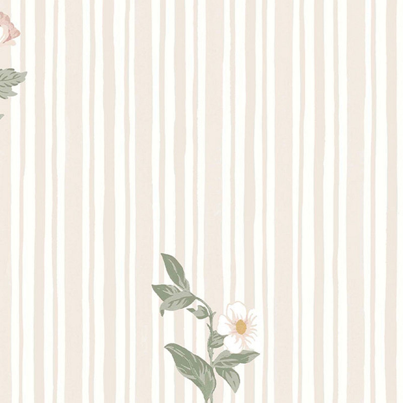  Garden Stripe Linen Wallpaper, Cream