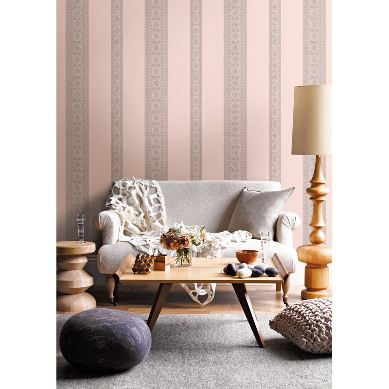 Papier peint embossé 3d 33 pi x 20,5 po motif cachemire Elouise, Gris