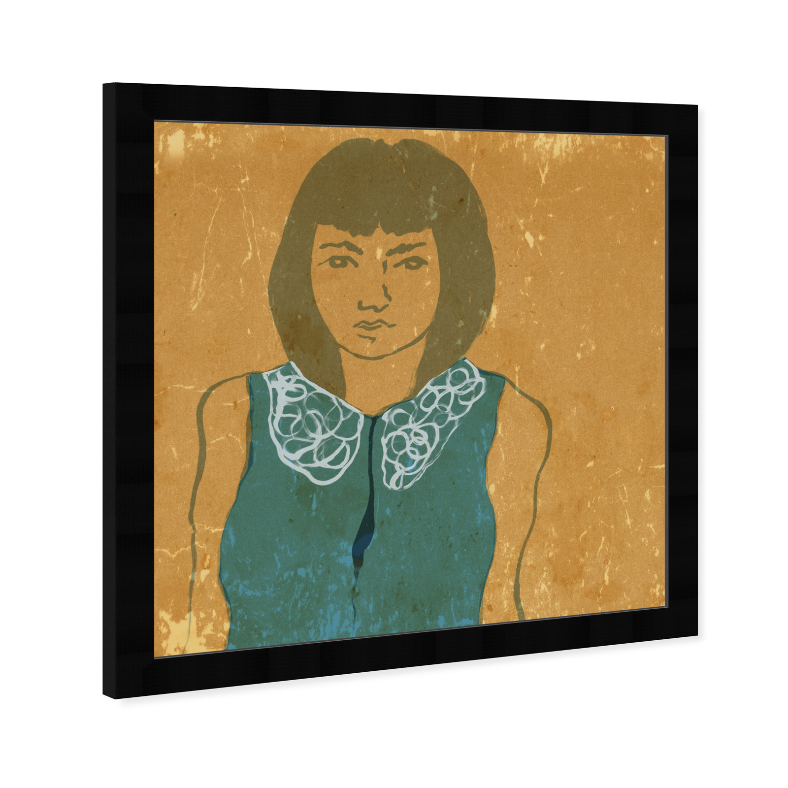 Lady in Teal Painting by Oliver Gal, 18" H x 18" W x 0.5" D, Black