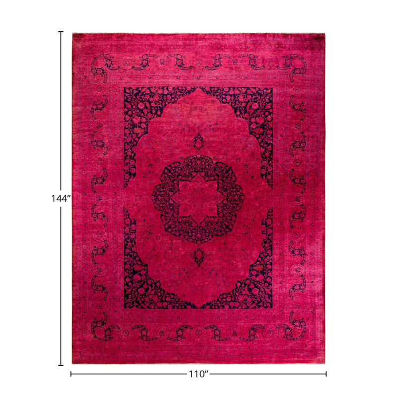 Tapis rose / bleu marine unique 9 pi 2 po x 12 pi Dupoini