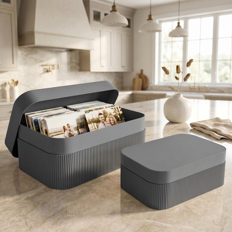 Boîtes de rangement décoratives avec couvercles - Ensemble de 2, Grey