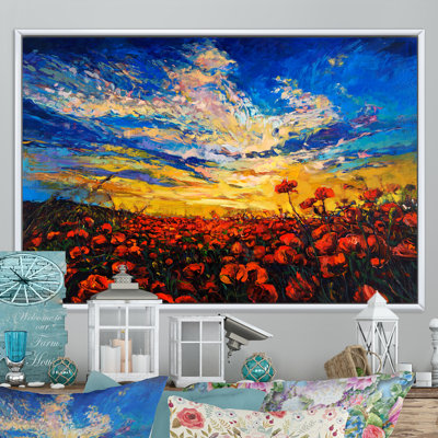 Red Poppy Fields Ii - reproduction d'art sur toile