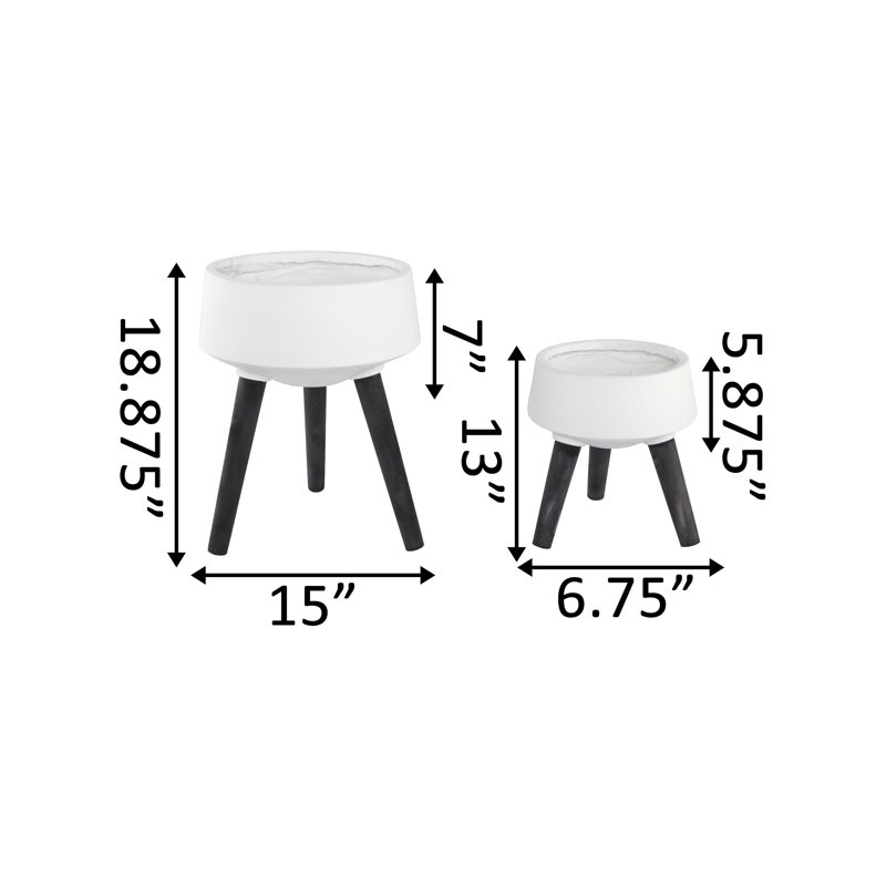 Wroten Pot Planter, White/Black