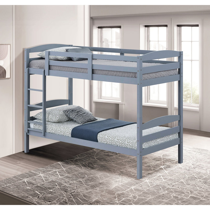 Arch Design Grey Twin Over Bunk Bed, Transitional Style, Solid And Engineered Wood, Insert & Lock Joint, 79 Inches Wide For Bedroom Decor Finish Design, 65 High Essential