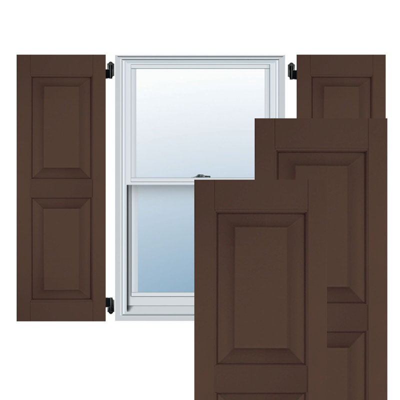 Pine Raised Panel Shutters (Per Pair), 54" H x 12" W x 1" D, Tudor Brown