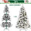Arbre de Noël en flocage de 5 pi avec maquillage d'épouvantail, 200 composants d'éclairage blanc chaud, 375 fils de mémoire, conception à charnières facile à assembler, base en métal élégante avec fonctionnalité, dispositifs, conseils, connexion rapide-455756668