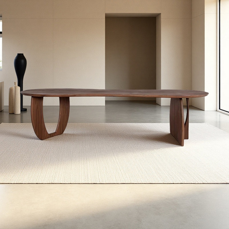 Table de salle à manger en bois massif de style nordique wabi-sabi, H 29,53 po x L 78,74 po x l 31,5 po