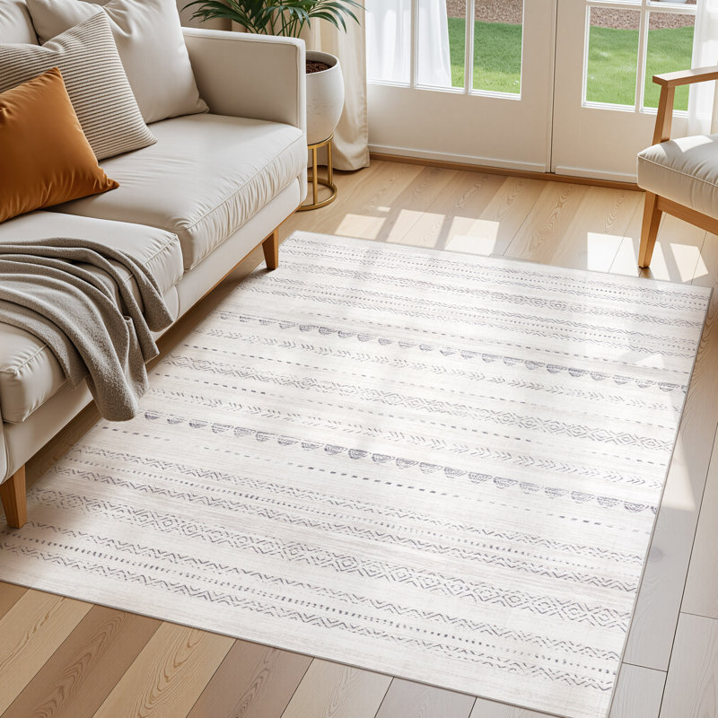 Modern Geometric Area Rug Moroccan Washable Low Pile Carpet Non-Slip Abstract Pattern Soft Floor Mat, Rectangle 5' x 7'