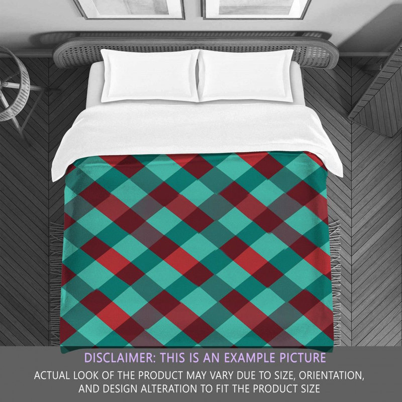 Machine Printed Comforter, Twin Comforter, Red/Turquoise Argyle