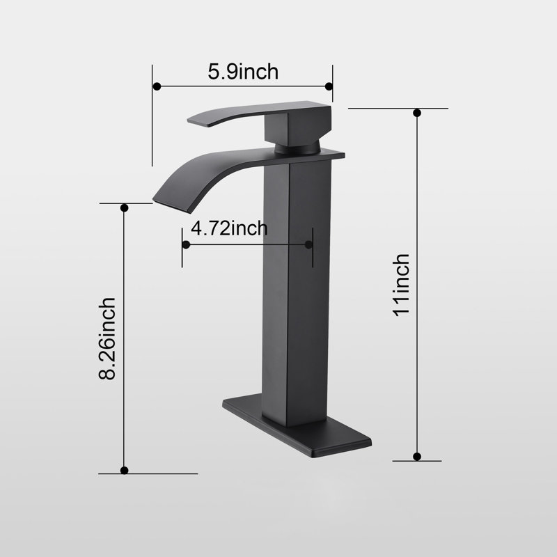 Robinet de lavabo de salle de bain à poignée simple, Noir mat
