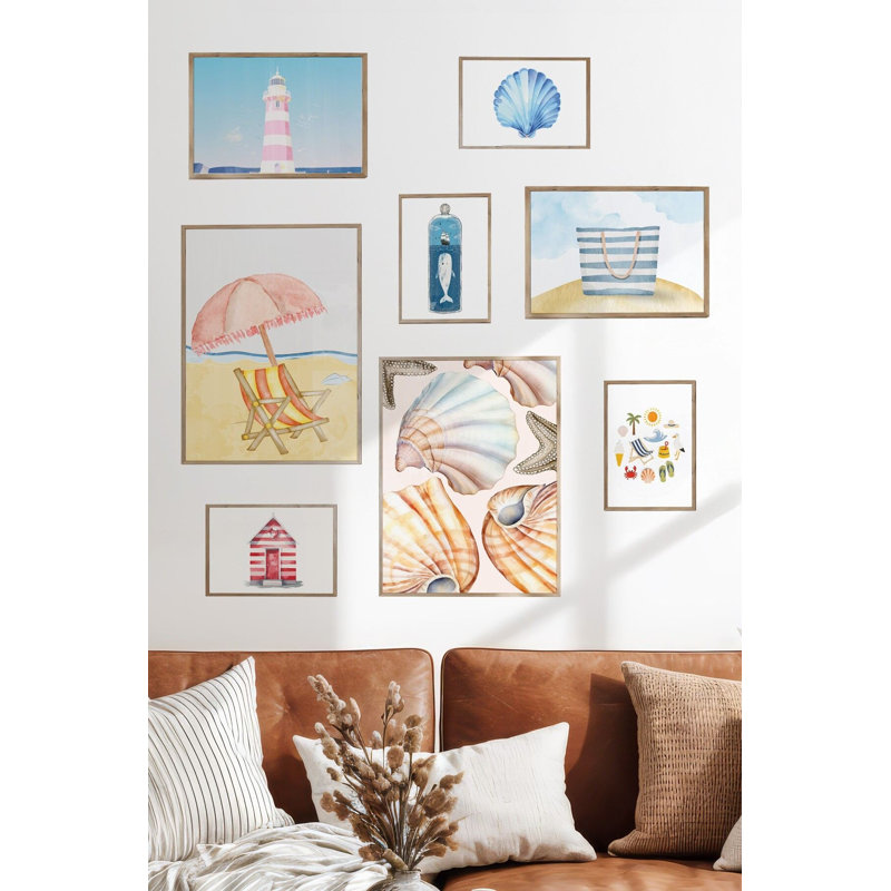 Peinture décorative encadrée (8 pièces), Brun