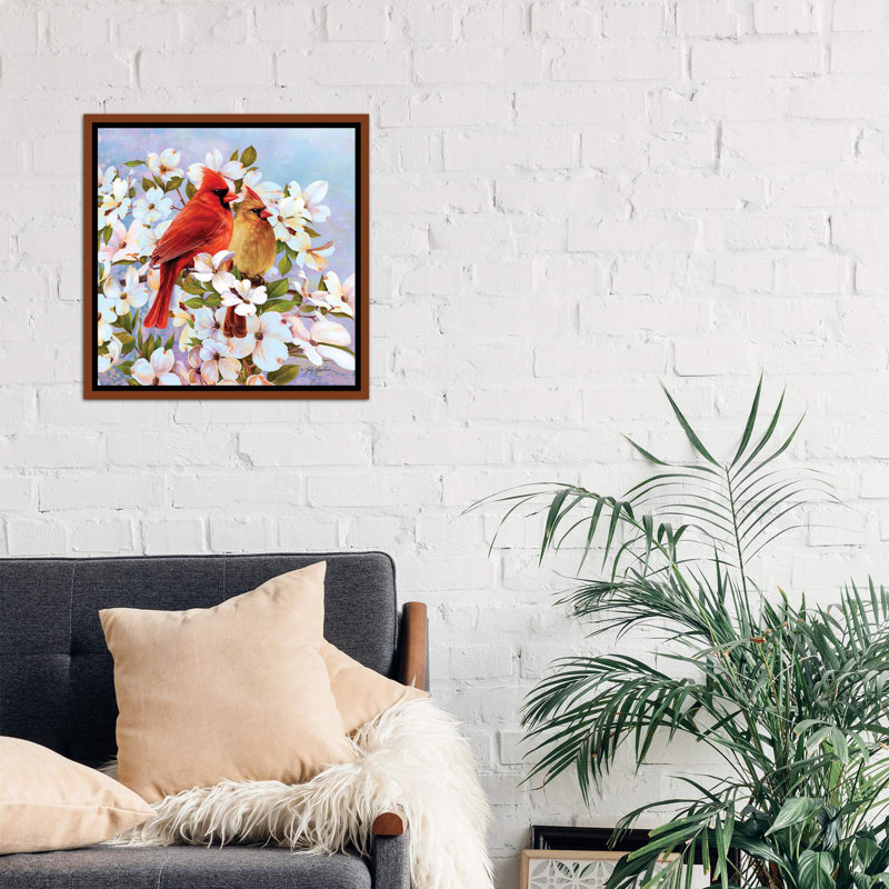 «Cardinal Couple and Dogwoods» par Greg & Company - reproduction, H 37 po x l 37 po x P 1,5 po, Pas de tapis