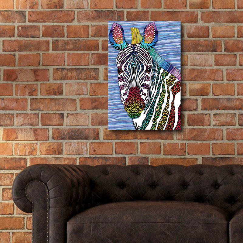 Bungalow Rose «Rainbow Zebra» par Hello Angel, art mural en verre acrylique, H 24 po x l 16 po x P 0,2 po
