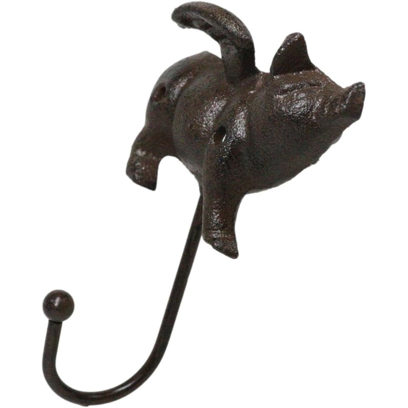 Set Of 2 Rustic Country Flying Angel Pig Wall Hooks Coat Towel Hanger
