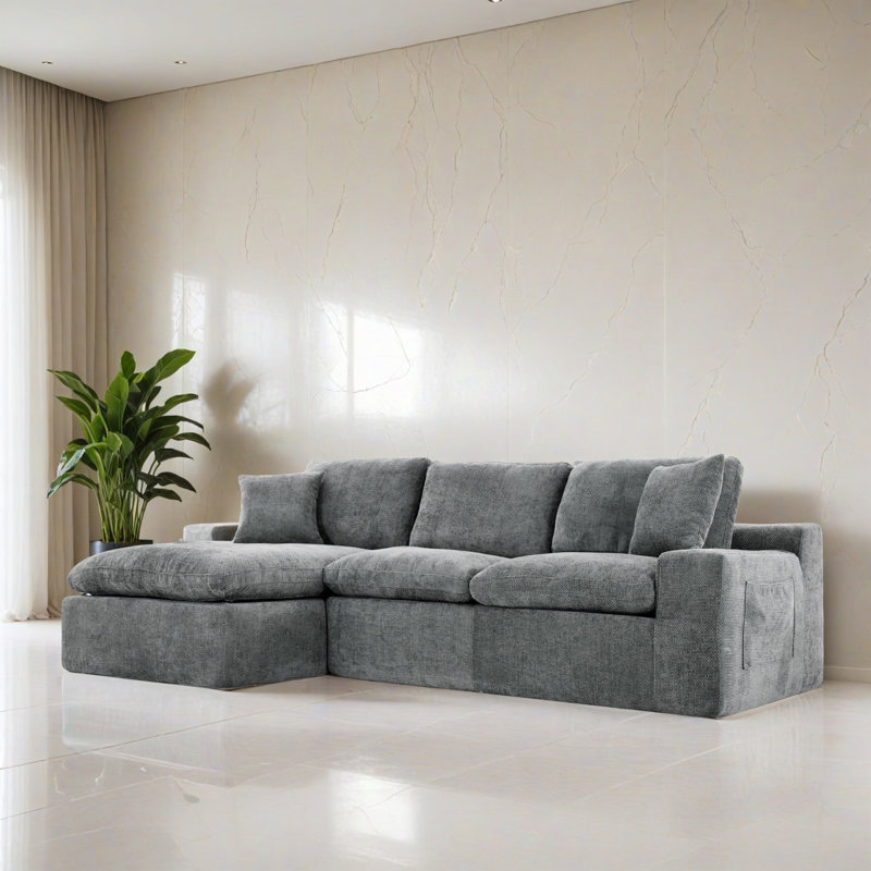 Canapé modulaire réversible 107,92 "rembourré pour salon, Gris chenille