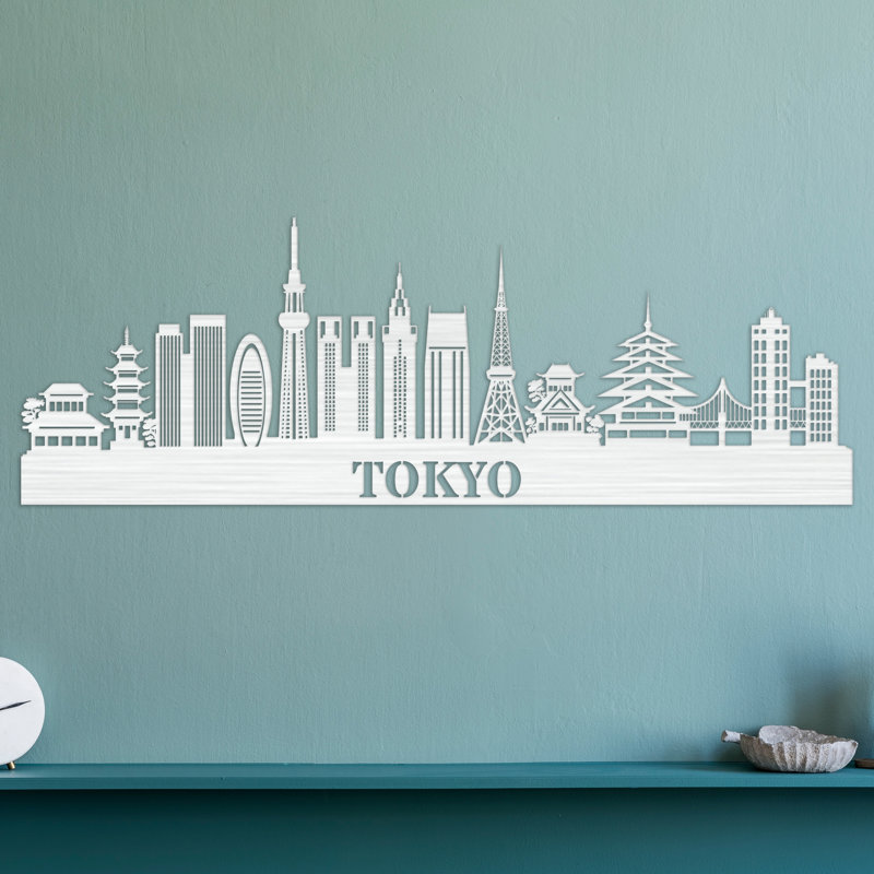 Décoration murale en bois suspendue tokyo tokyo, H 14 po x l 46 po x P 0,25 po, Naturel