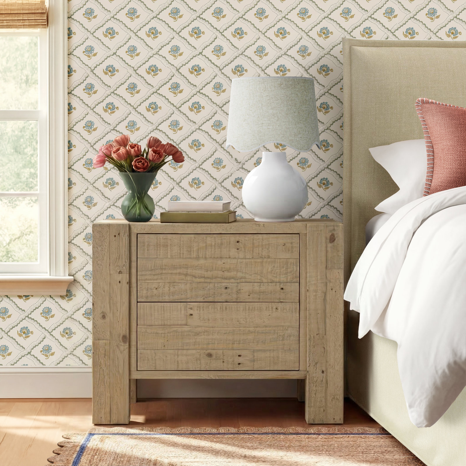 Finnian Nightstand-Light Blonde Pine, Light Blonde Pine