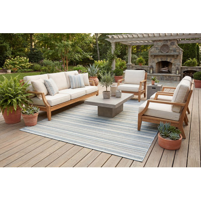 Tapis intérieur / extérieur bleu / beige / gris Kopp
