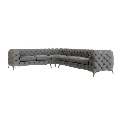 L-shape Corner Chesterfield Sofa Bixby with Silver Metal Legs