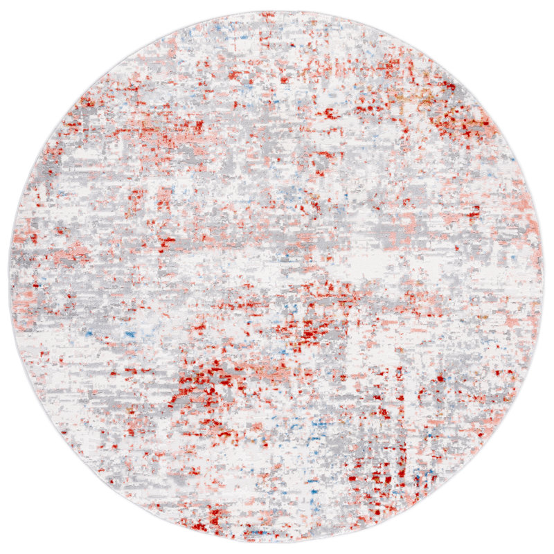 Shivan 100 Performance Abstract Rug, Round 6'7"
