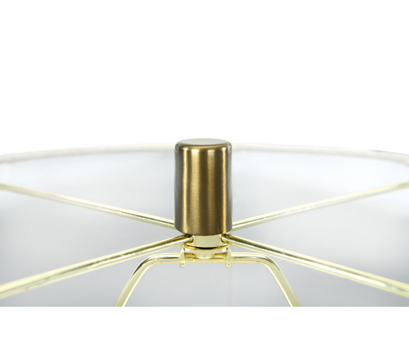 Lampe de table en béton brut avec accents dorés et abat-jour en lin, Or gris