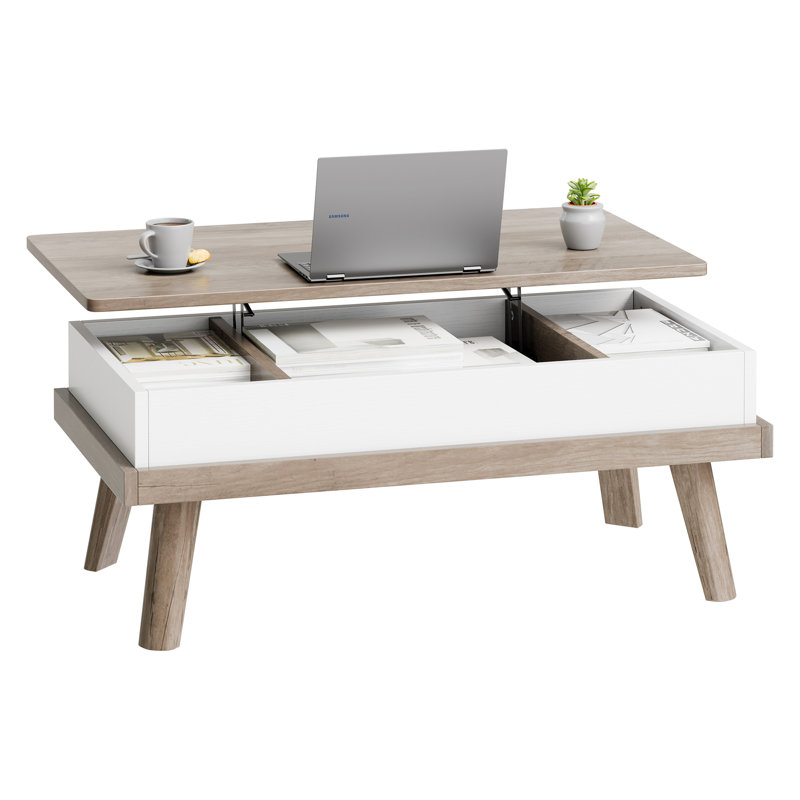 Brierra Lift Top Coffee Table with Storage, Ivory Gray