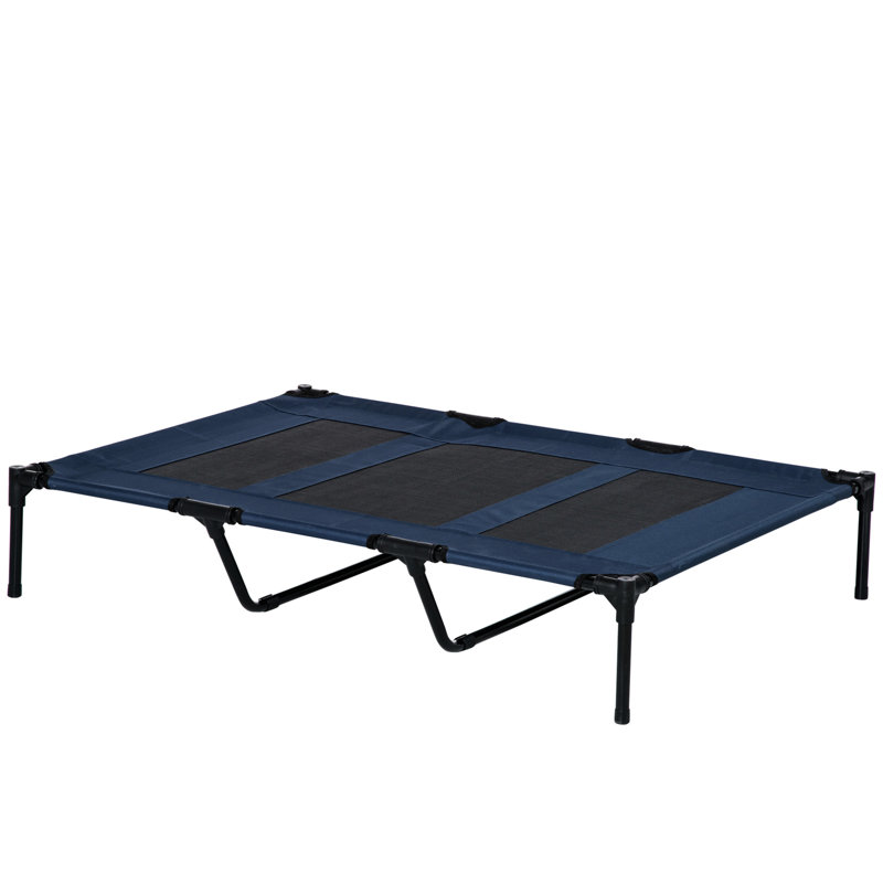 Lit de bébé portable portatif 48 po x 36 po, bleu foncé respirant pour le camping et les aventures en plein air, lit surélevé de 48 po x 36 po, confort intérieur en filet