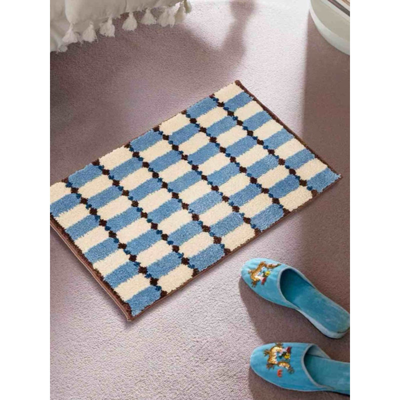 Tapis pour salle de bain Retro Checker, Bleu