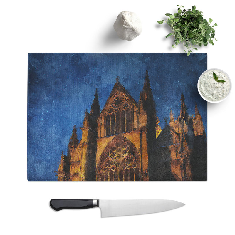 Tempered Glass Lincoln Cathedral in England Chopping Board, 28.5 cm x 39 cm