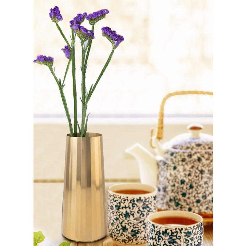 Weslynn Stainless Steel Table Vase, Gold, 6" H x 2.25" W x 2.25" D