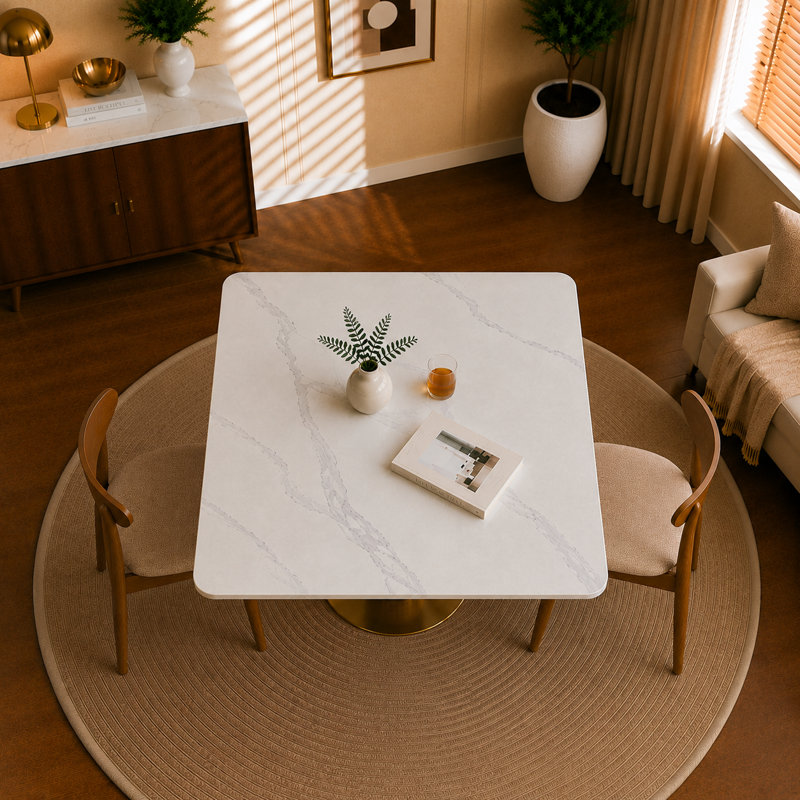 Table de salle à manger, White, Grey / Brown, Gold